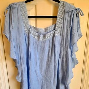 Alyx blue flutter blouse